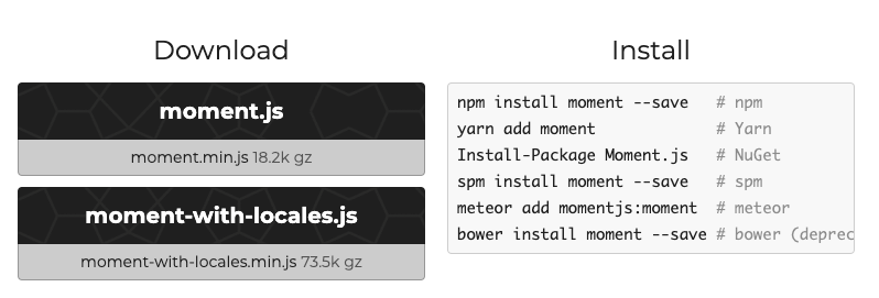 monent.js install